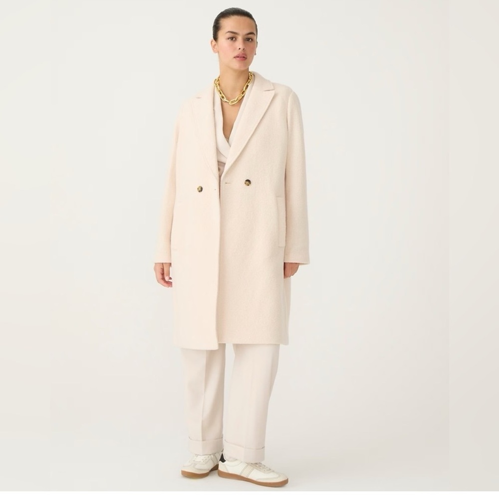 NWT JCrew Daphne Topcoat Coat Womens 10 Ivory Cream Italian Boiled Wool BM955 NE